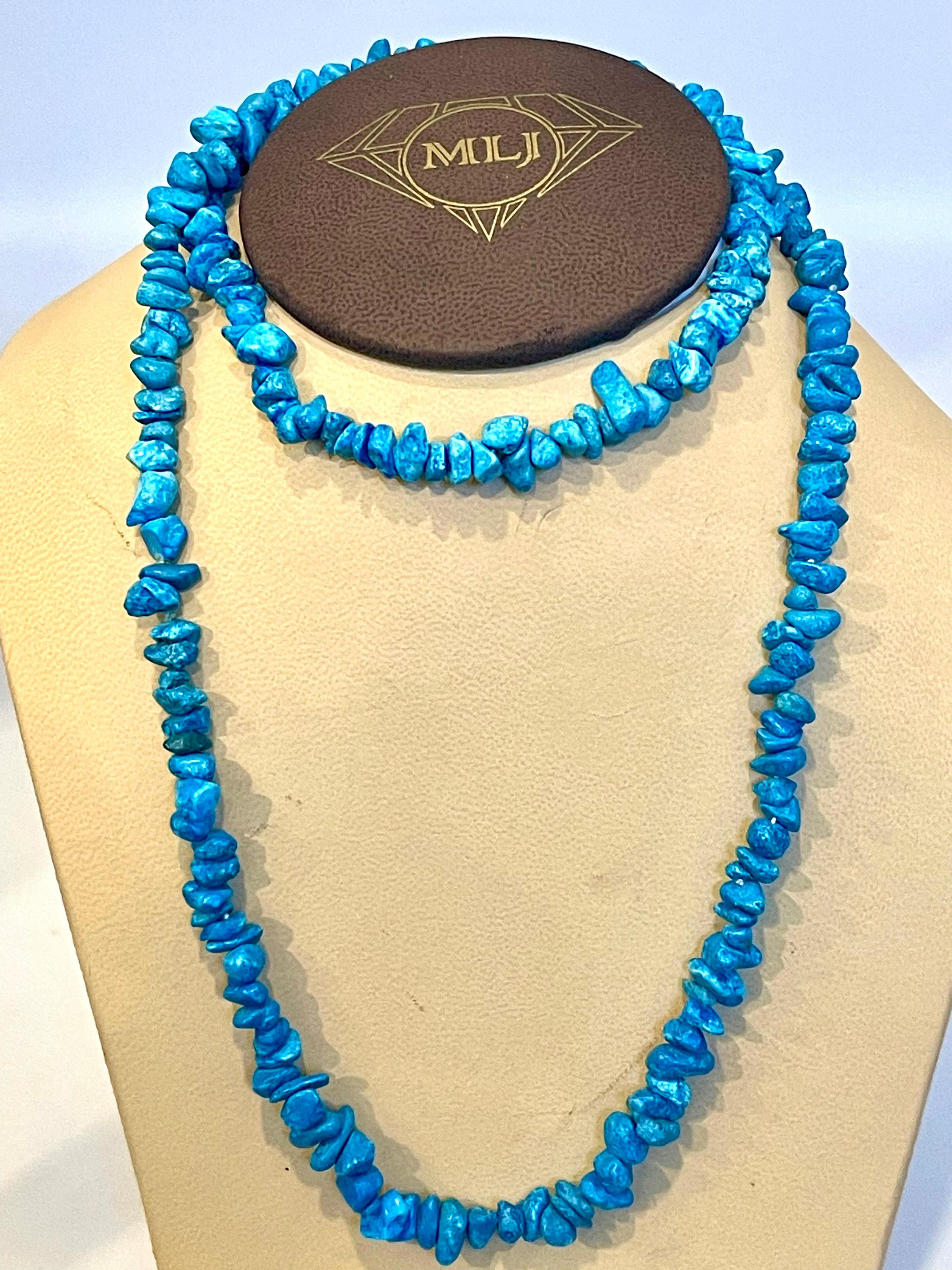 Collier Chip turquoise perles turquoise pierre naturelle Pour femmes en vente