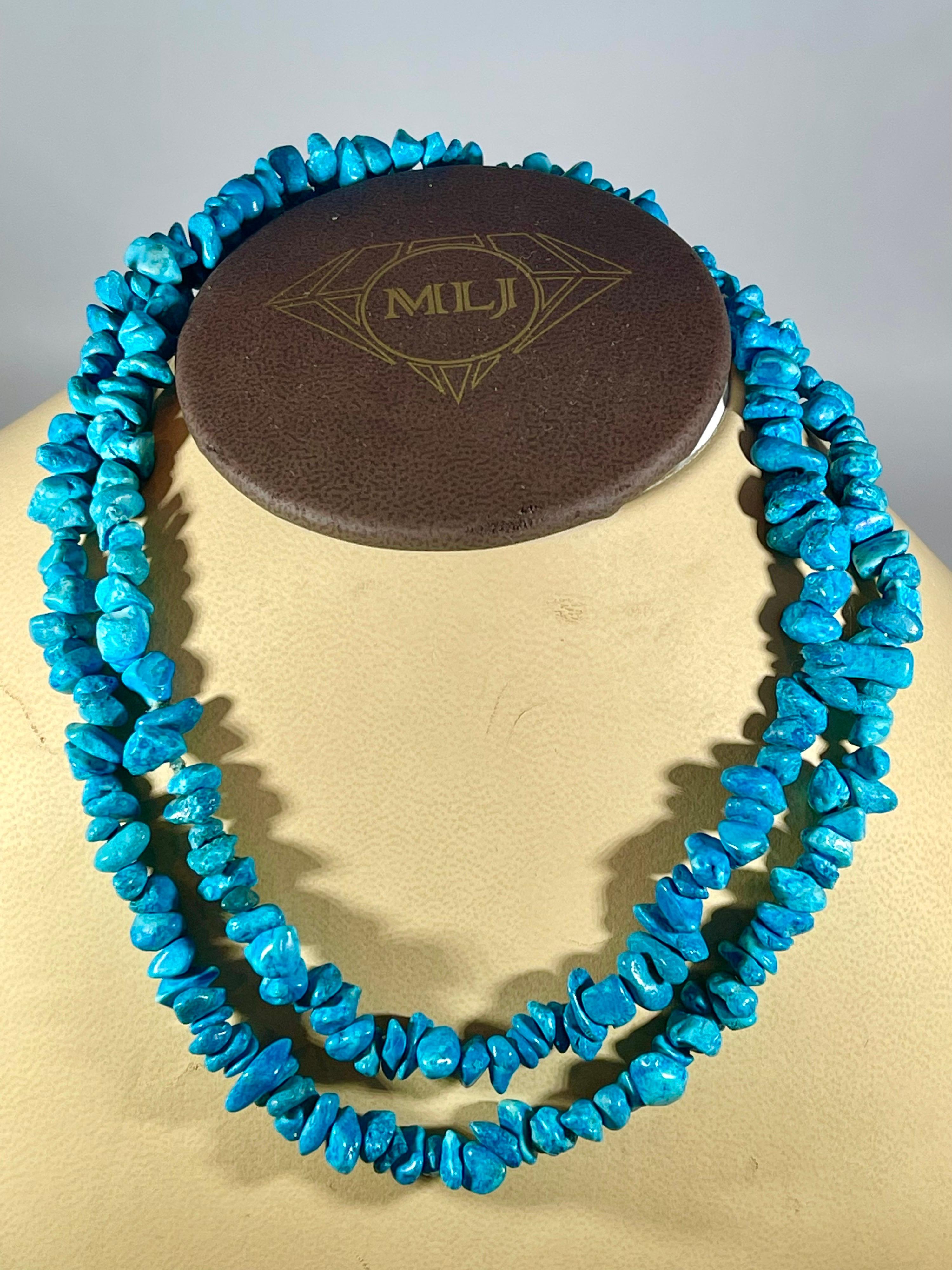 Collier Chip turquoise perles turquoise pierre naturelle en vente 2