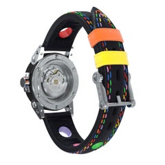 BRM Art Car Color Stainless Steel Automatic Watch Women Black Leather Strap