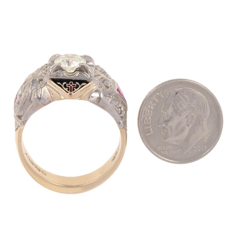 32nd Degree Scottish Rite Diamond Ring 10 Karat Gold Shriners Masonic 1.02 Carat In Excellent Condition In Greensboro, NC