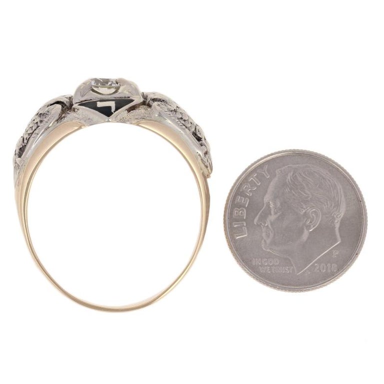 32nd Degree Scottish Rite Diamond Ring, 14k Gold Masonic Yod Enamel ...