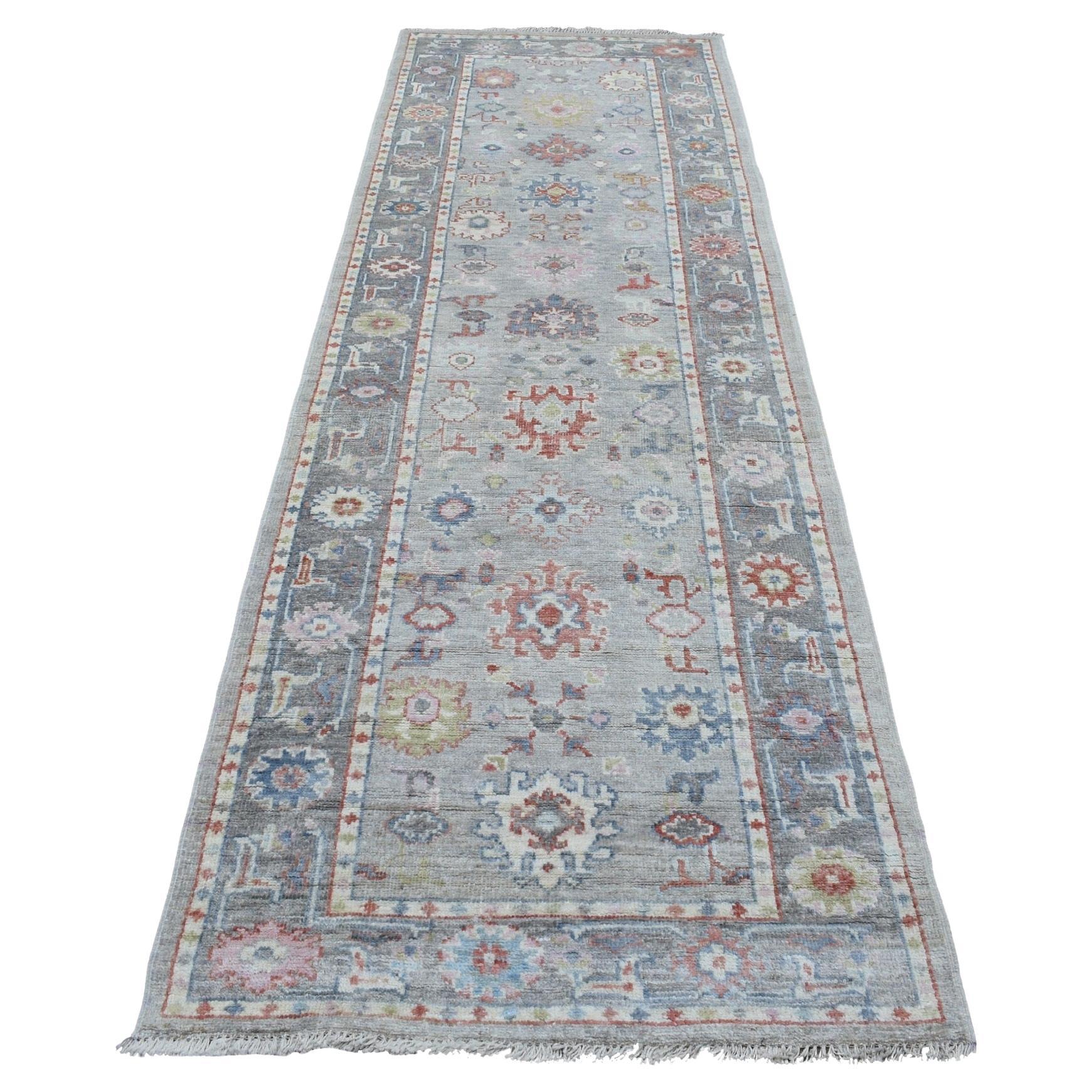 3
2"x10
Angora Oushak Hand Knotted Gray Soft Organic Wool Oriental Runner Rug