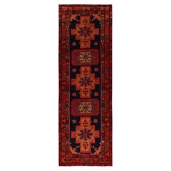 Alfombra persa vintage Heriz de lana, tejida a mano, de pelo corto, de 96,5 cm x 323 cm, en color negro