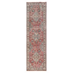 3'2"x11' Blush Red Vintage Persian Tabriz Hand Knotted Pure Wool Runner Rug