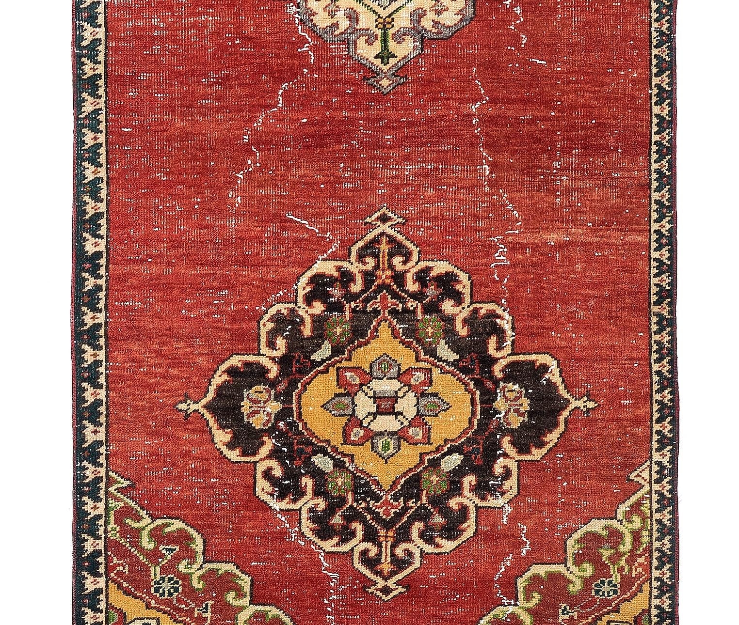 Turkish 3.1x12 Ft One-of-a-kind Vintage Oushak Runner, Traditional Wool Hand Knotted Rug For Sale