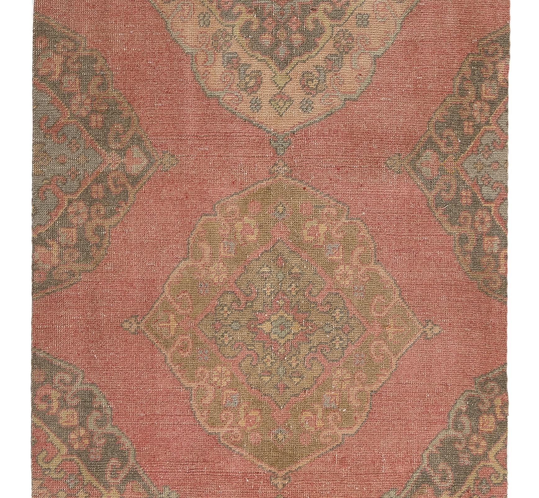 Alfombra de calle Vintage Oushak de 3,2x12,6 pies para estilo tradicional, rústico y rústico Turco en venta