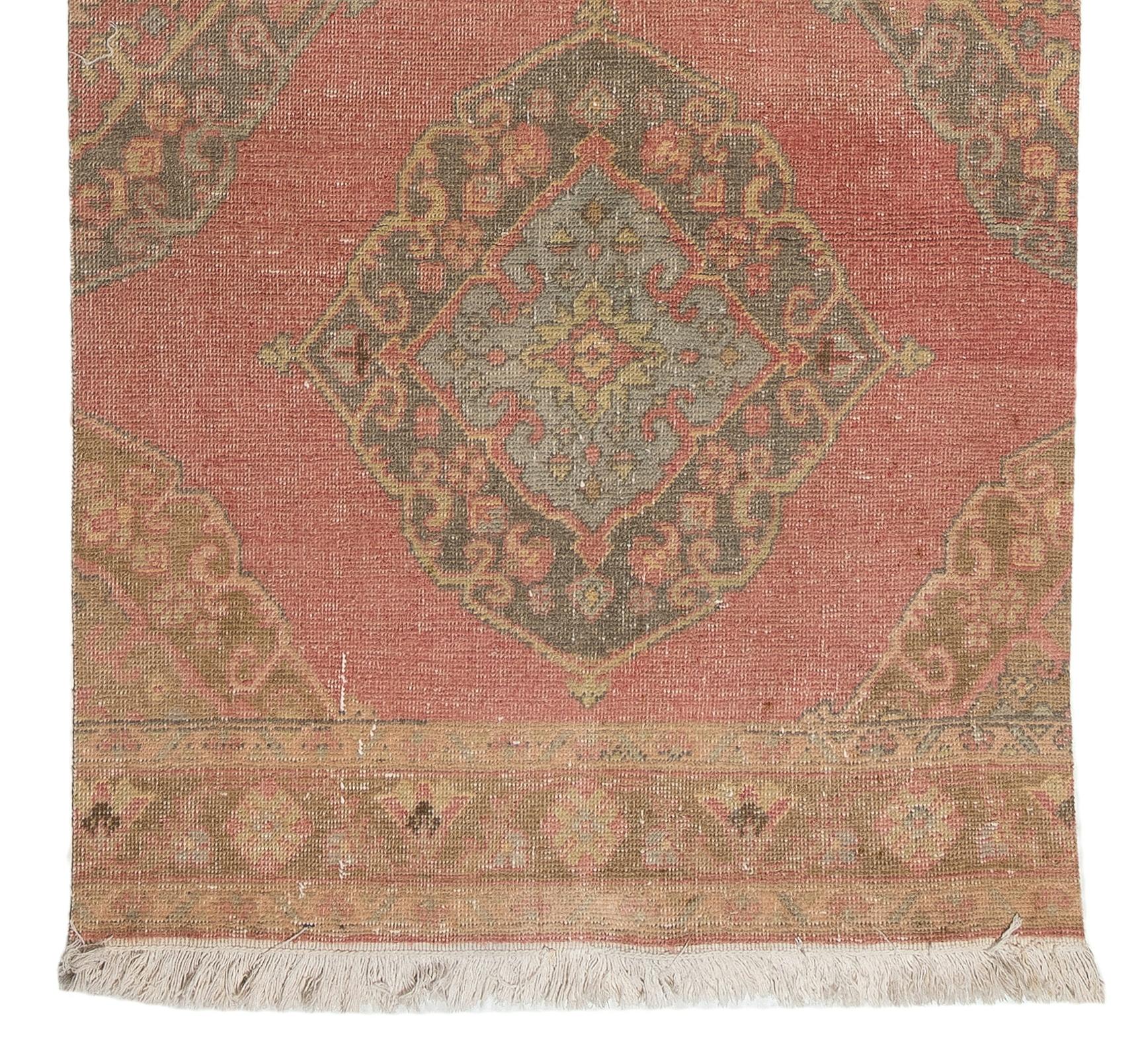 Alfombra de calle Vintage Oushak de 3,2x12,6 pies para estilo tradicional, rústico y rústico Tejido a mano en venta