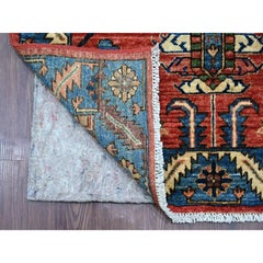 3'2"x15'6" Red Aryana Collection Heriz Design Hand Knotted Soft Wool Runner Rug