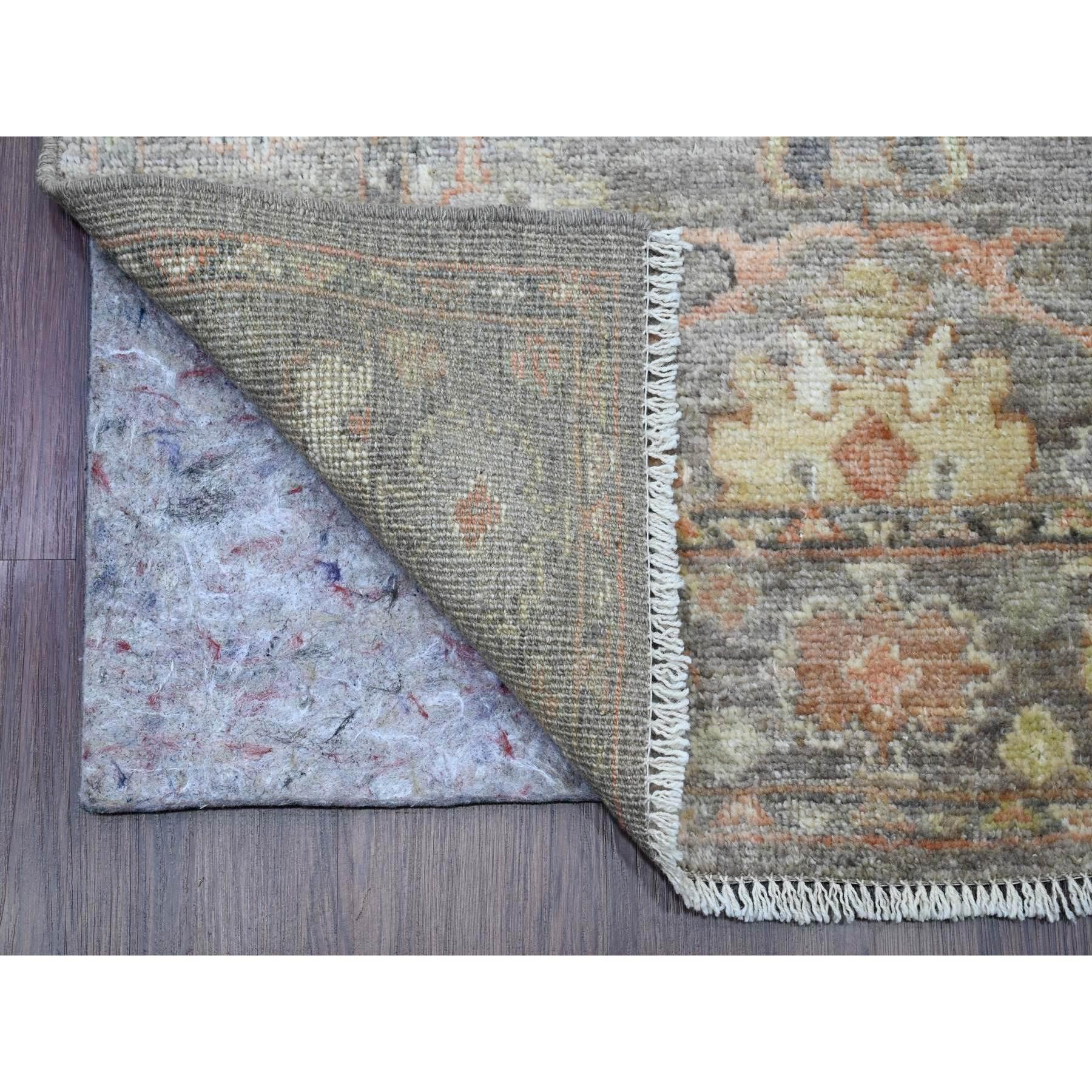 Cedar Brown, Hand Knotted, Afghan Angora Oushak with All Over Leaf Design, Vegetable Dyes, 100% Wool, XL Runner, Oriental Rug
Primary materials: Wool
Latex: No Pile 
height: 0.25 Inches
Style: Transitional
Primary color: Brown
Secondary colors:
