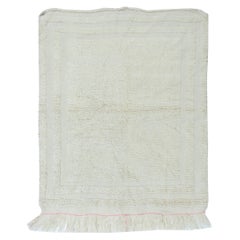 3.2x3.7 Ft Minimaliste Anatolien Vintage "Tulu" Tapis en Beige, 100% Laine Naturelle