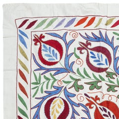 3.2x4 Ft Modern Embroidered Wall Hanging, Floral Design Silk & Cotton Tablecloth