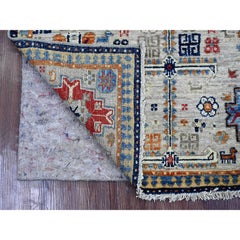 3'2"x4'10" Gray Afghan Ersari Caucasian Design Revival Hand Knotted Wool Rug