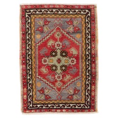 Vintage 3.2x4.3 Ft 1950s Scatter Turkish "Dazkiri" Rug, Doormat, Wall Hanging, Table Cover