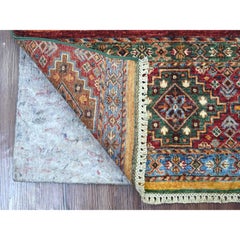 100 x 140 cm, farbenfroher, handgeknüpfter Orientteppich aus natürlicher Wolle, Super-Kazak-Stil
