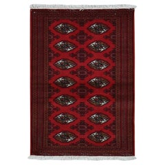 3'2 "x4'8" Karmesinrot Neupersisch Turkoman Bokara Reine Wolle Handgeknüpft Teppich