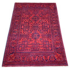 3'2"x4'8" Deep and Saturated Red Velvety Wool Hand Knotted Afghan Khamyab Rug