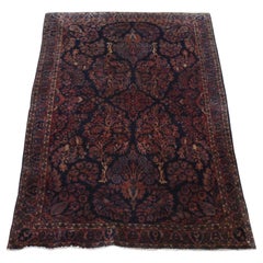 3
2 "x4
8" Mitternachtsblau Antiker Persischer Sarouk Handgeknüpfter Teppich aus reiner Wolle