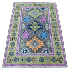 3
2 "x4
9" Buntes Grau Fusion Kazak Bio-Wolle Handgeknüpft Orientteppich