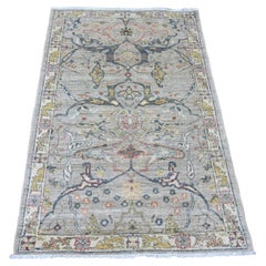 3'2 "x4'9" Stone Gray Peshawar with Bijar Garus Design/One Rugs en pure laine noué à la main
