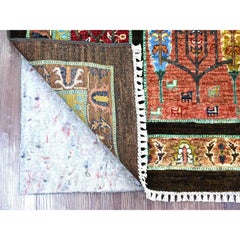 3'2"x5' Colorful Wool Hand Knotted Afghan Sultani with Cypress Tree Design Rug