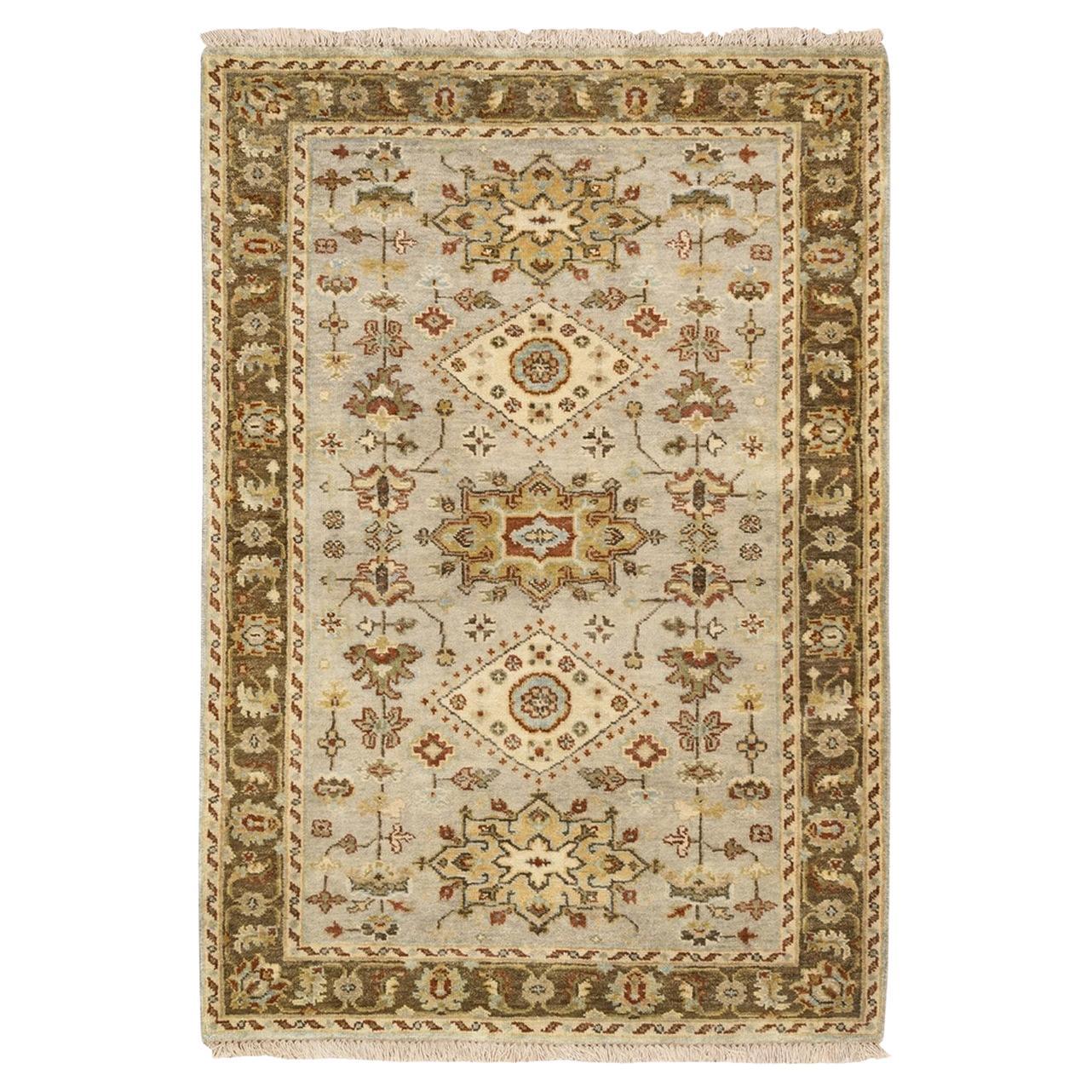 3
2 "x5
Tapis en pure laine nouée à la main Karajeh Design/One avec médaillons tribaux