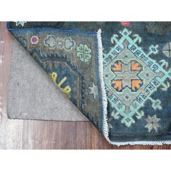 3'2"x5' Space Black Fusion Kazak Caucasian Elements Design Oriental Rug