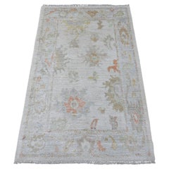 3'2"x5' Spanish Gray Hand Knotted Afghan Angora Oushak Pure Wool Oriental Rug