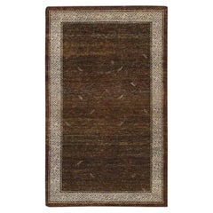 3'2"x5'2" Brown Hand Knotted Khotan Influence All Over Intricate Design Wool Rug