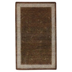 3'2"x5'2" Brown Hand Knotted Khotan Influence All Over Intricate Design Wool Rug