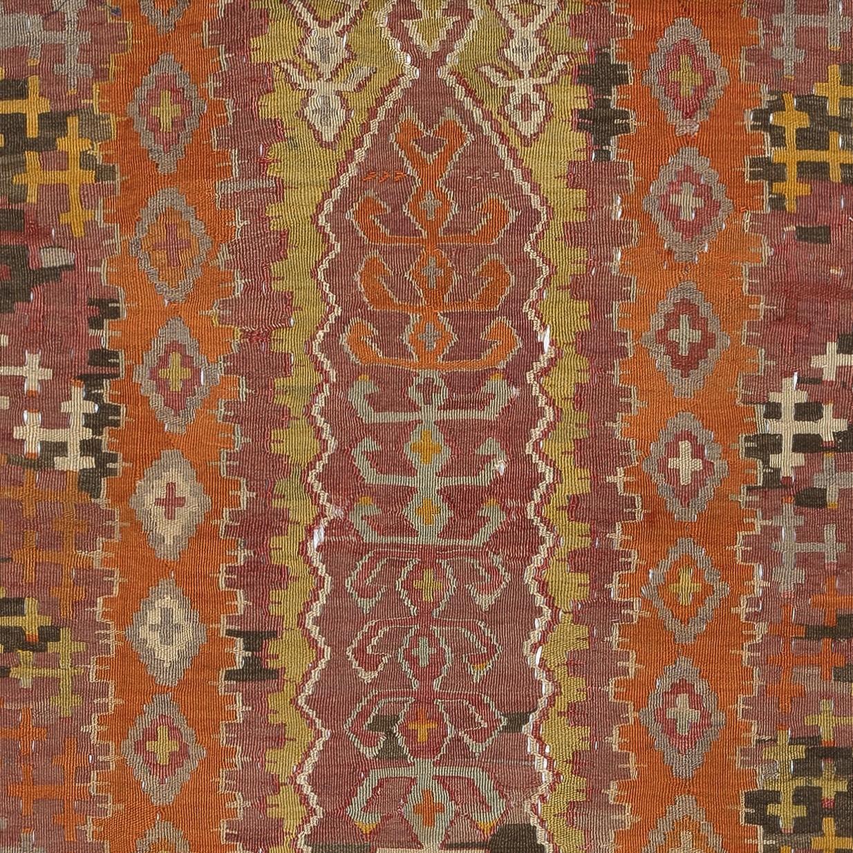 Kilim turco boemo di metà secolo, 3,2x5,2 piedi. 100% lana. Tappeto vintage a trama piatta In condizioni buone in vendita a Spring Valley, NY