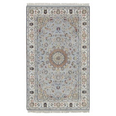 3
2"x5
2" Pigeon Blue 250 KPSI Wool 
Silk Nain Hand Knotted Oriental Rug