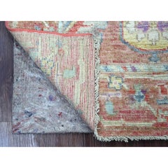 3'2 "x5'2" Rosa Rosa annodato a mano Afghan Angora Oushak Leaf Design/One Tappeto in Lana Pura
