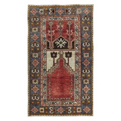 32x54 in Vintage Handmade Turkish Konya Prayer Rug, 100% Wool