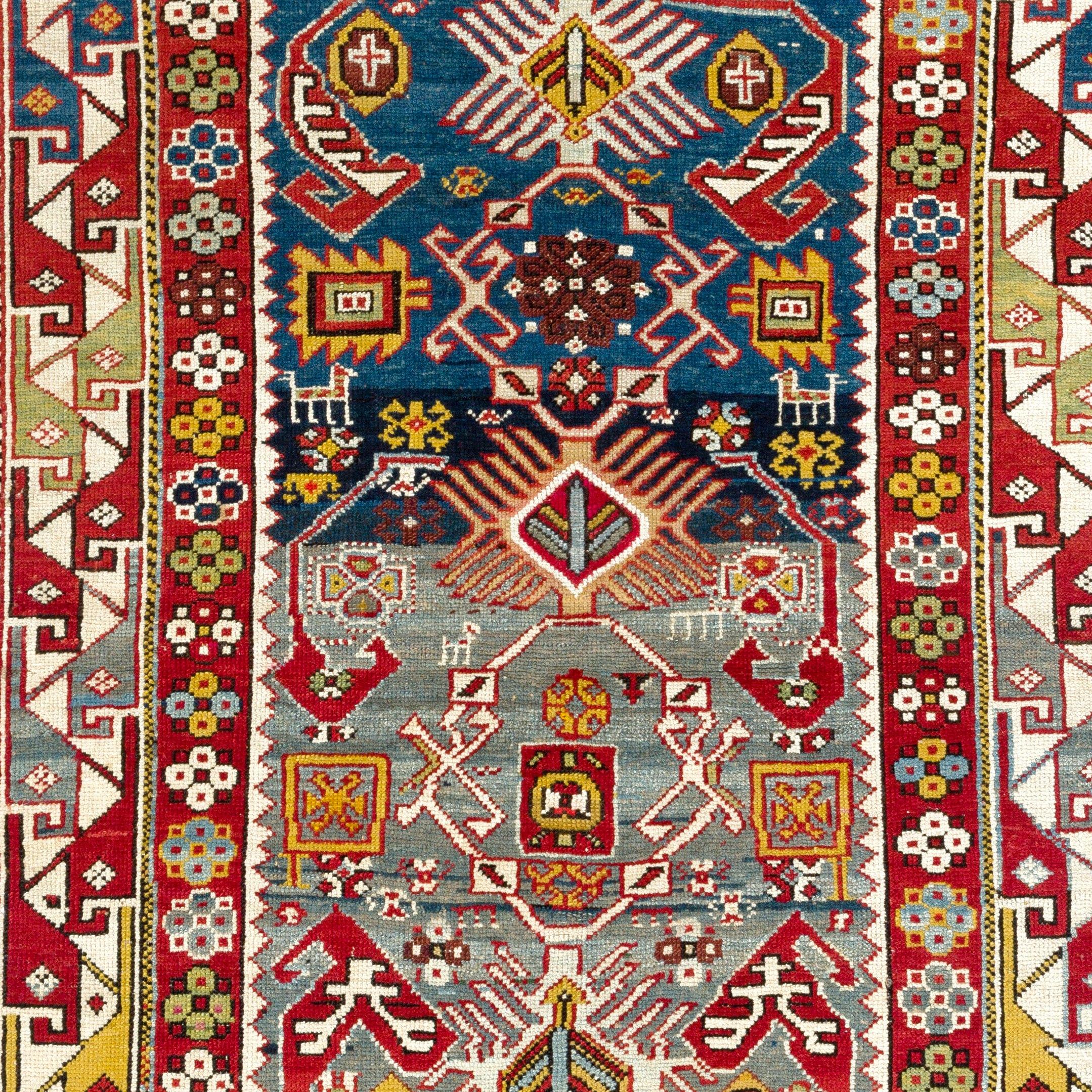 Kazak 3.2x5.5 Ft Antique Caucasian Shirvan Bidjov Rug, Ca 1880 For Sale