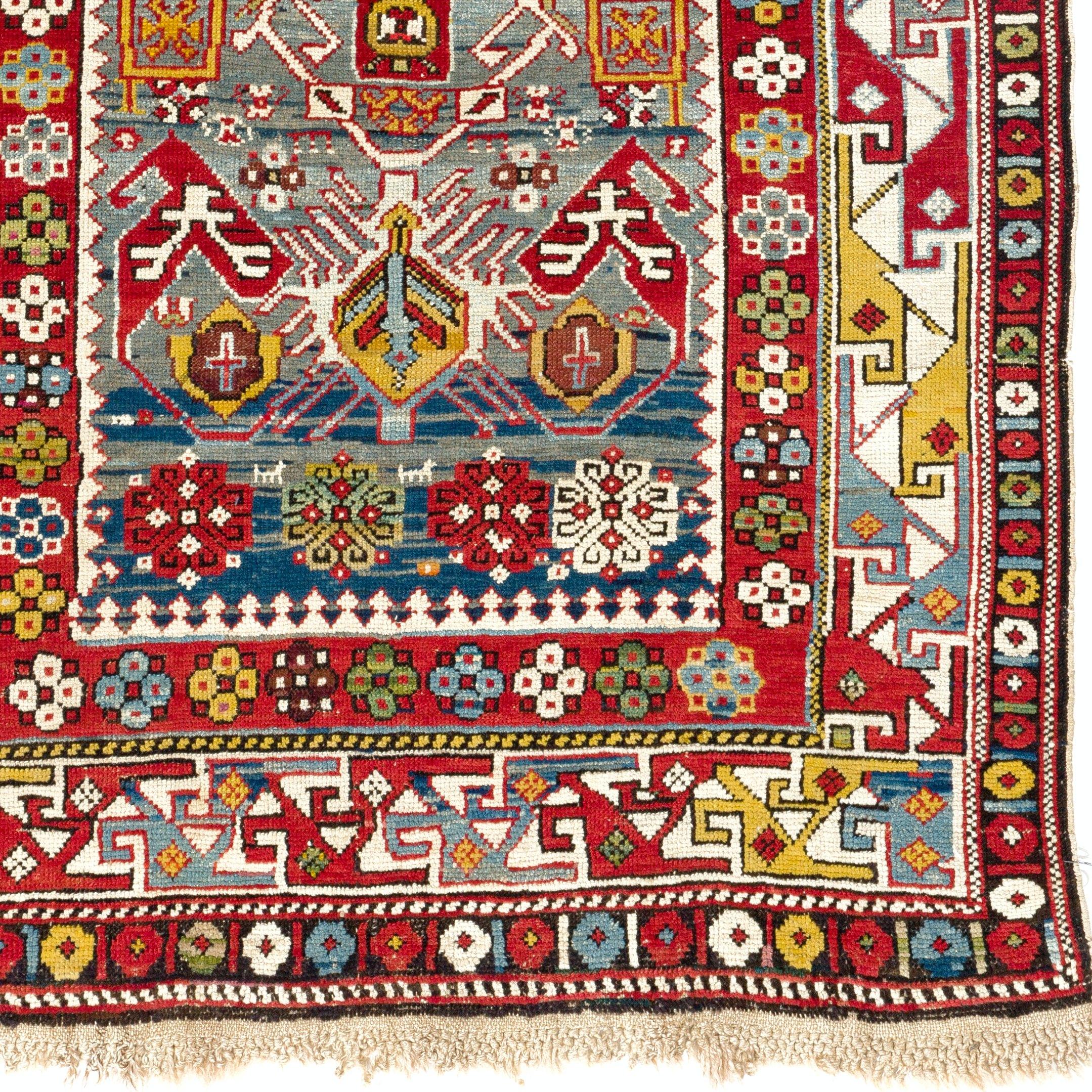 Antiker kaukasischer Shirvan Bidjov-Teppich mit 3,2x5.5 Fuß, ca. 1880 (Kaukasisch) im Angebot