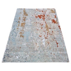 3'2"x5'5" Hi-Low Pile Abstract Design Wool Hand Knotted Persian Knot Rug