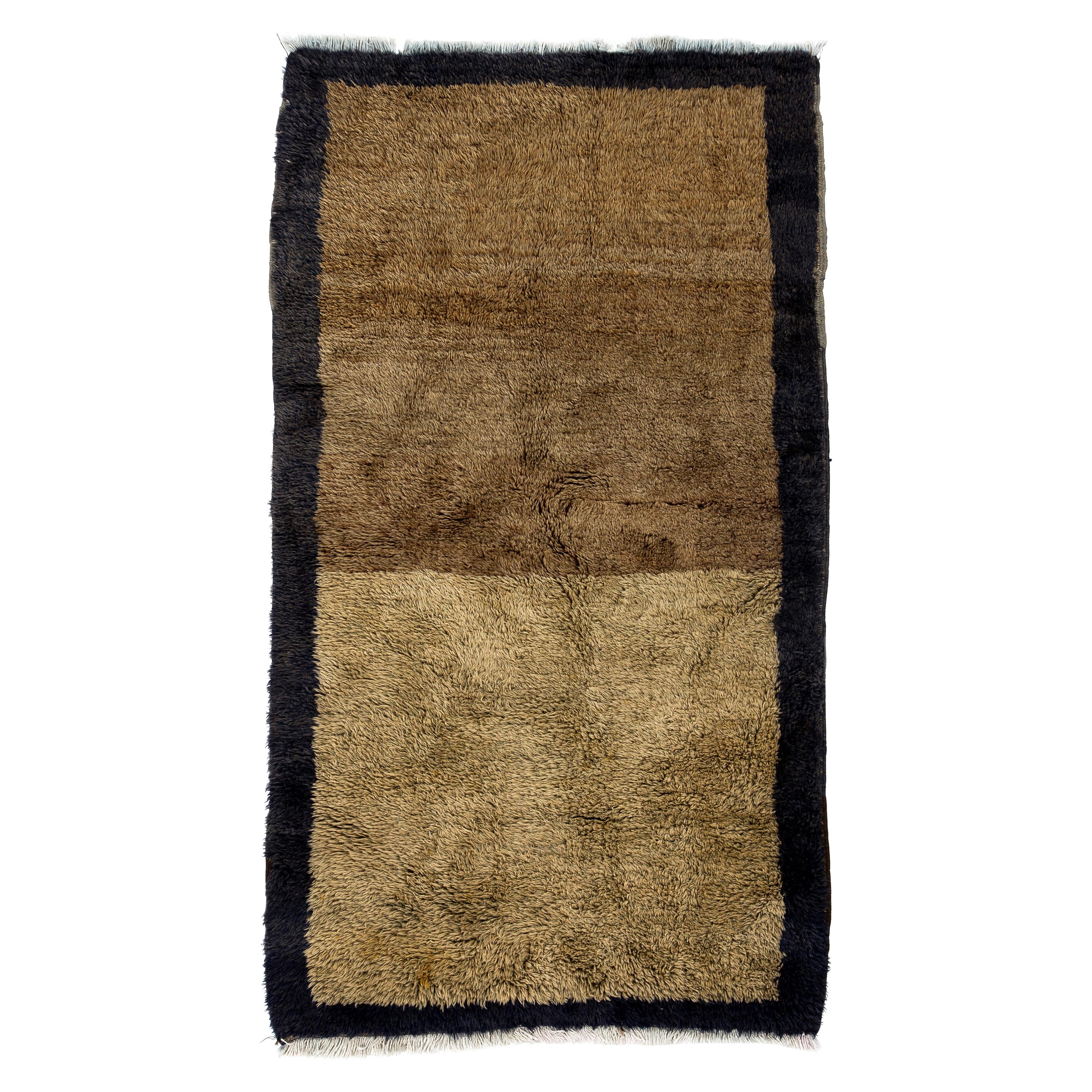 3.2x5.6 Ft Hand-knotted "Tulu" Rug in Light Brown and Camel Colors, 100% Wool
