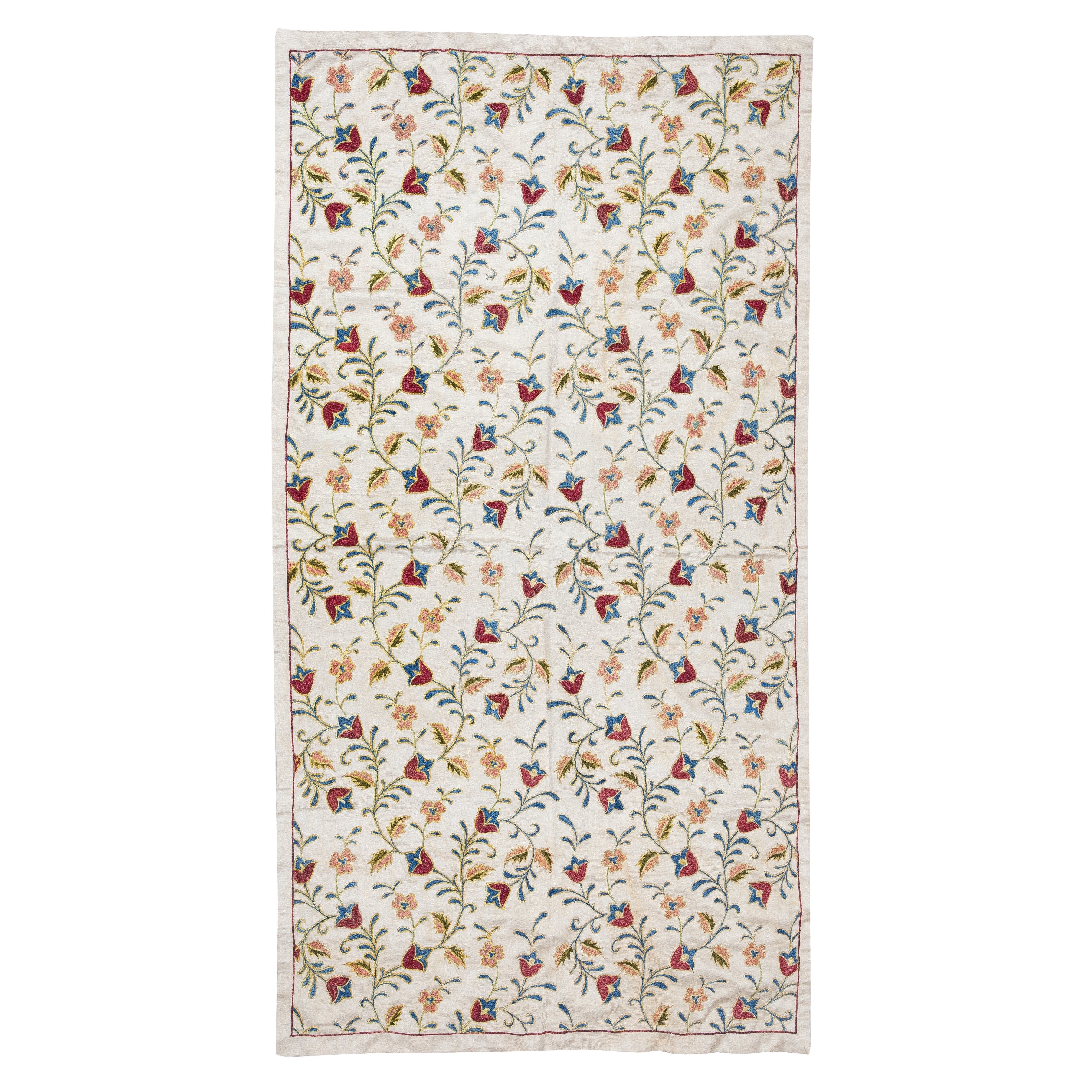 32x59 in 100% Seide Wandbehang. Moderne Wanddekoration. Besticktes Tischtuch