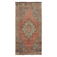 Tappeto da lancio tribale vintage 3.2x6 Ft. Lana morbida e colori naturali. Tappeto turco