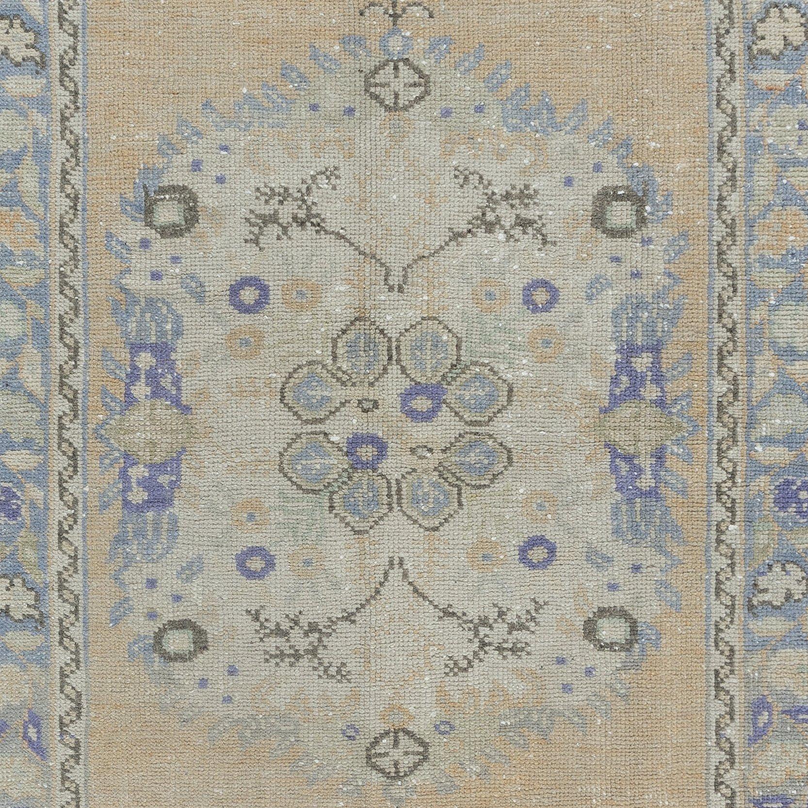 3.2x6.5 Ft Hand Knotted Turkish Rug with Soft Colors, Mid-20th Century Carpet In Good Condition For Sale In Philadelphia, PA