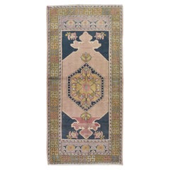 3.2x6.5 Ft Handmade Anatolian Village Small Rug, Tribal Style Mid-Century Carpet (tapis du milieu du siècle)