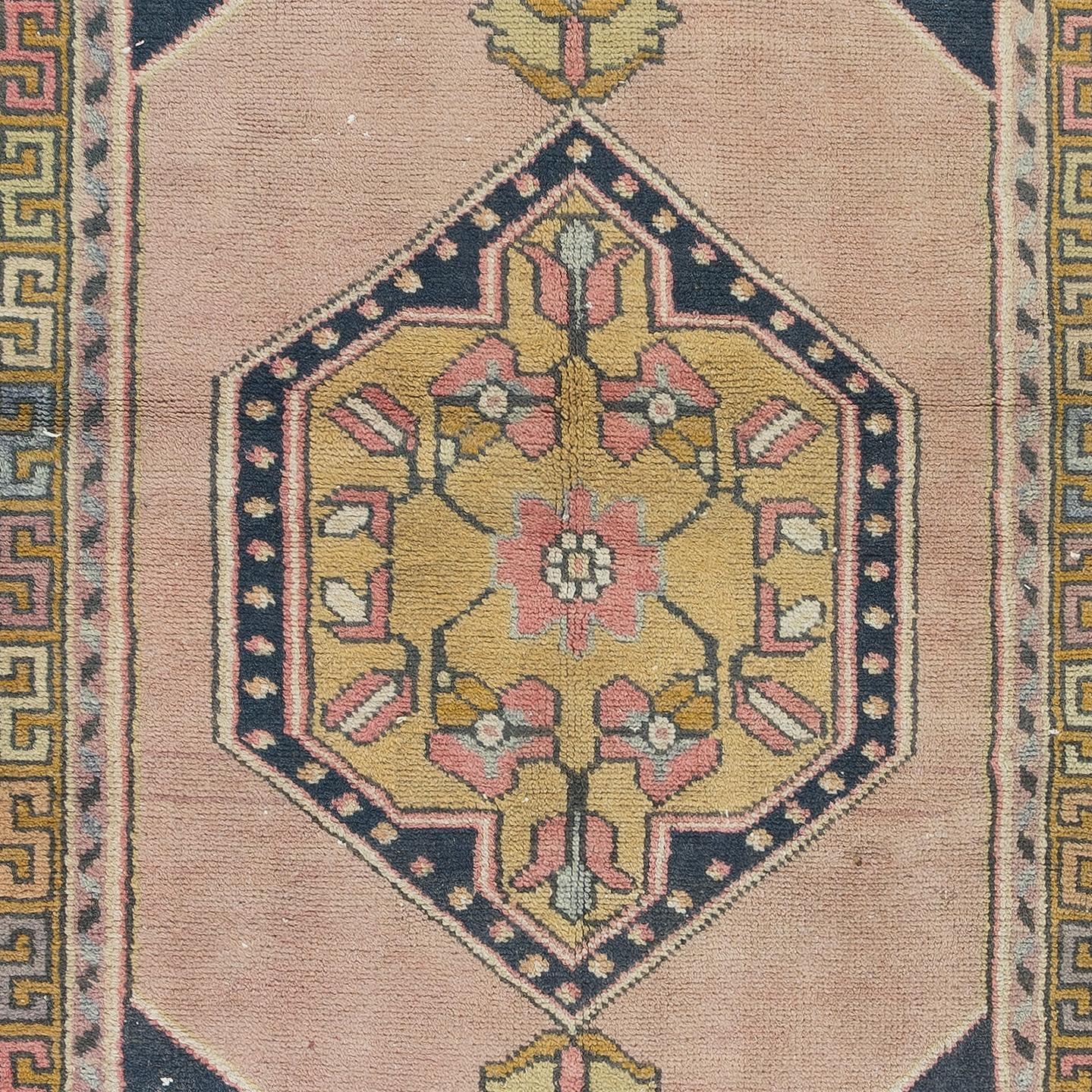 Turkish 3.2x6.5 Ft Handmade Anatolian Village Small Rug, Vintage Tribal Style Carpet For Sale