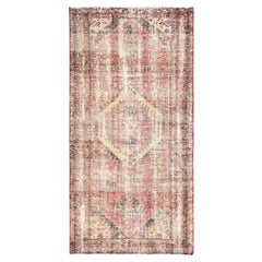 3
2"x6
5" Rose Red Vintage Persian Hamadan Hand Knotted Pure Wool Runner Rug