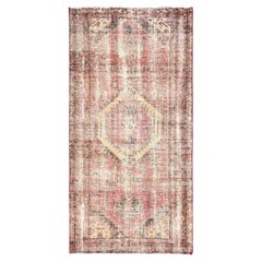 3'2"x6'5" Rose Red Vintage Zoroastrian Hamadan Hand Knotted Pure Wool Runner Rug
