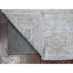 3'2"x7'9" Silver Gray Hand Knotted Afghan Angora Oushak Runner Oriental Rug