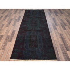 3'2"x8'6" Red Overdyed Vintage Northwest Persian Hand Knotted Wool Runner Rug