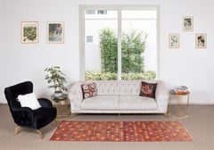 3.2x9.2 Ft Handmade Vintage Turkish Floral Runner Rug, Red Corridor Carpet