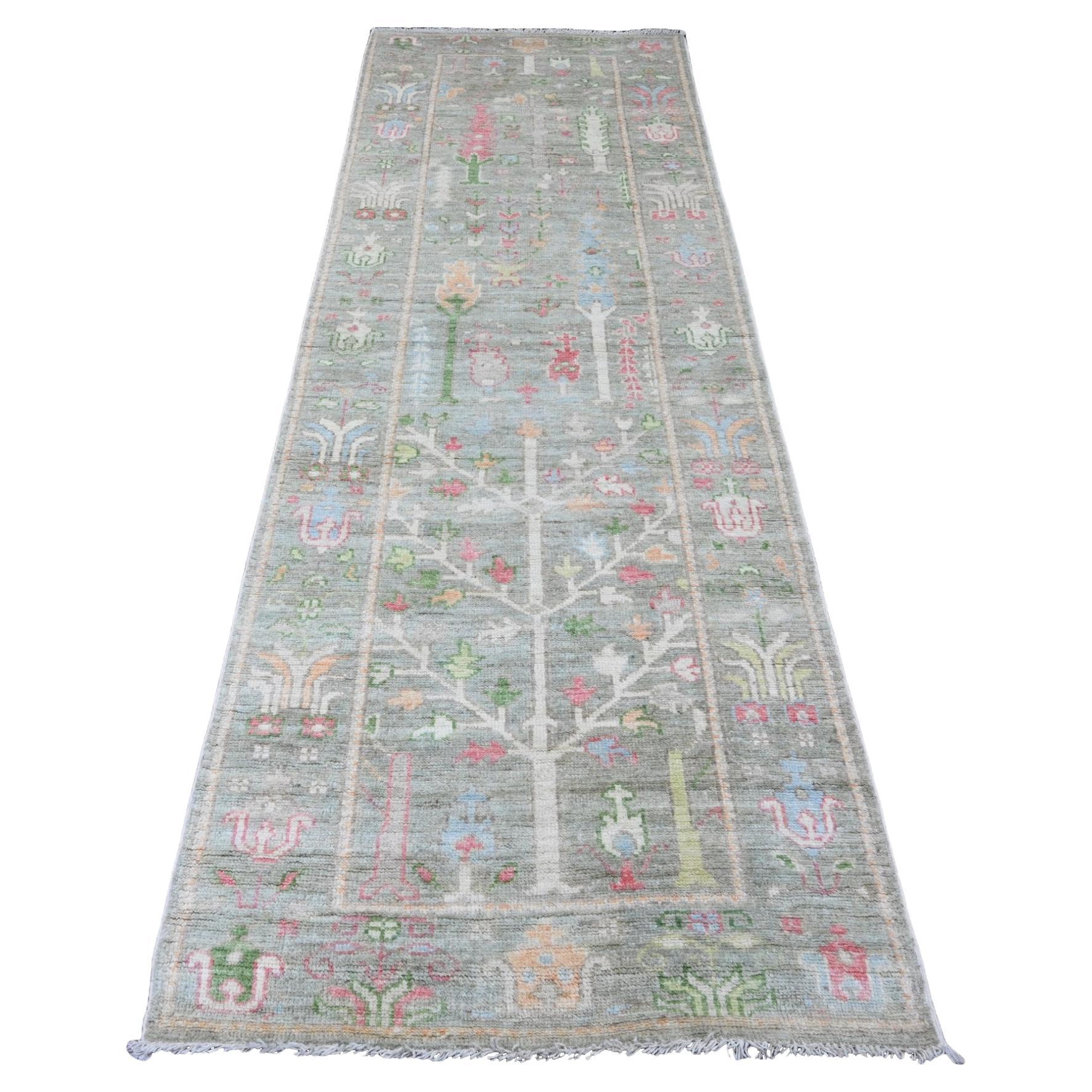 3
2 "x9
9" Lorbeergrüner handgeknüpfter afghanischer Angora-Oushak-Teppich aus reiner Wolle