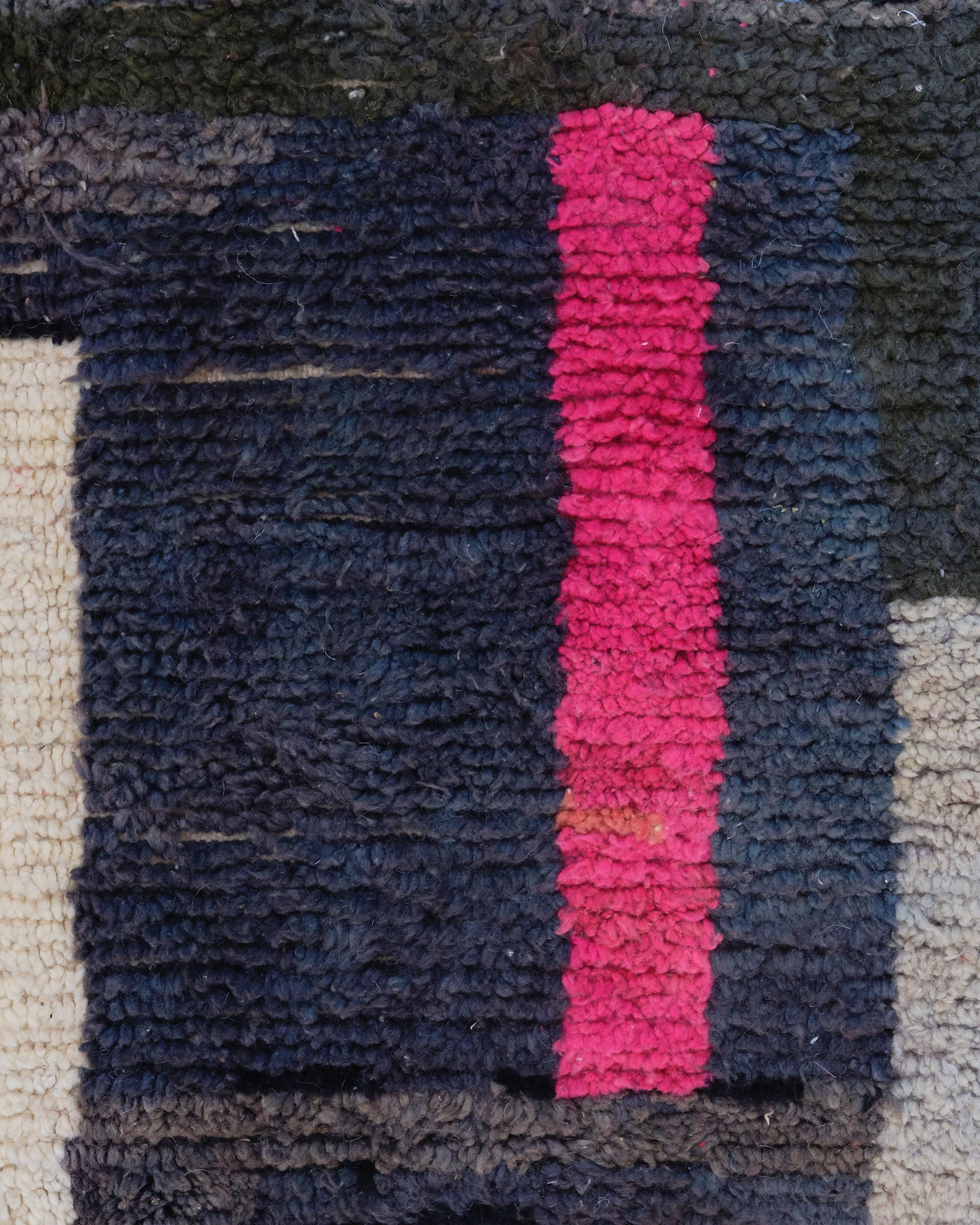 Hand-Crafted 3’3 1/2” x 5’1” Castilleja Multicolor Handmade Moroccan Beni Ouarain Wool For Sale