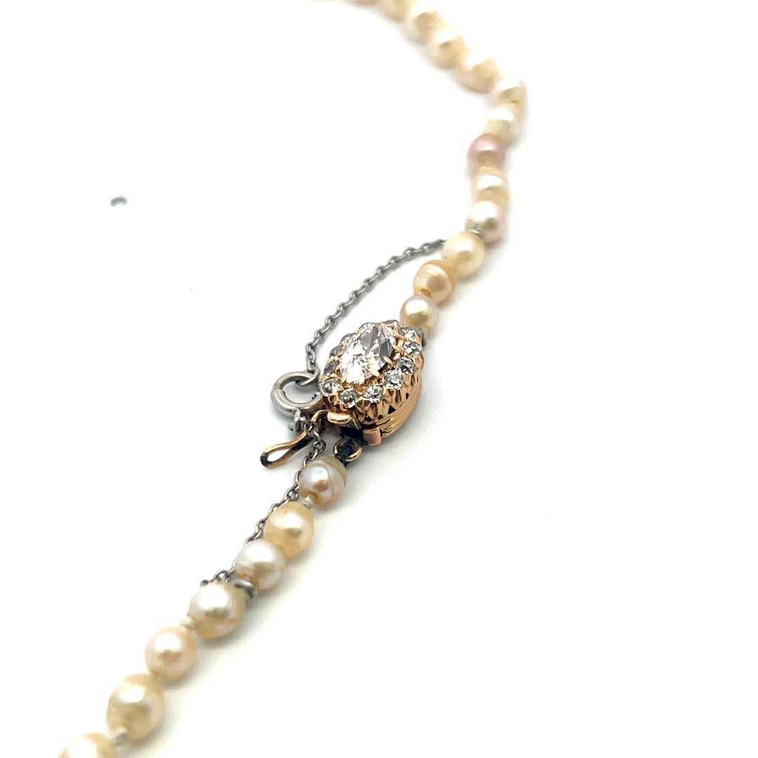 3,3-7,6 MM Perle 0,74 Karat Diamant 18K Gelbgold Beed Halskette im Angebot 5